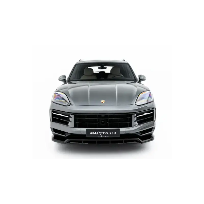 LAME DU PARE-CHOCS AVANT PORSCHE CAYENNE SUV / COUPE MK3 FACELIFT - MAXTONDESIGN - FINITION NOIR BRILLANT Réduction
