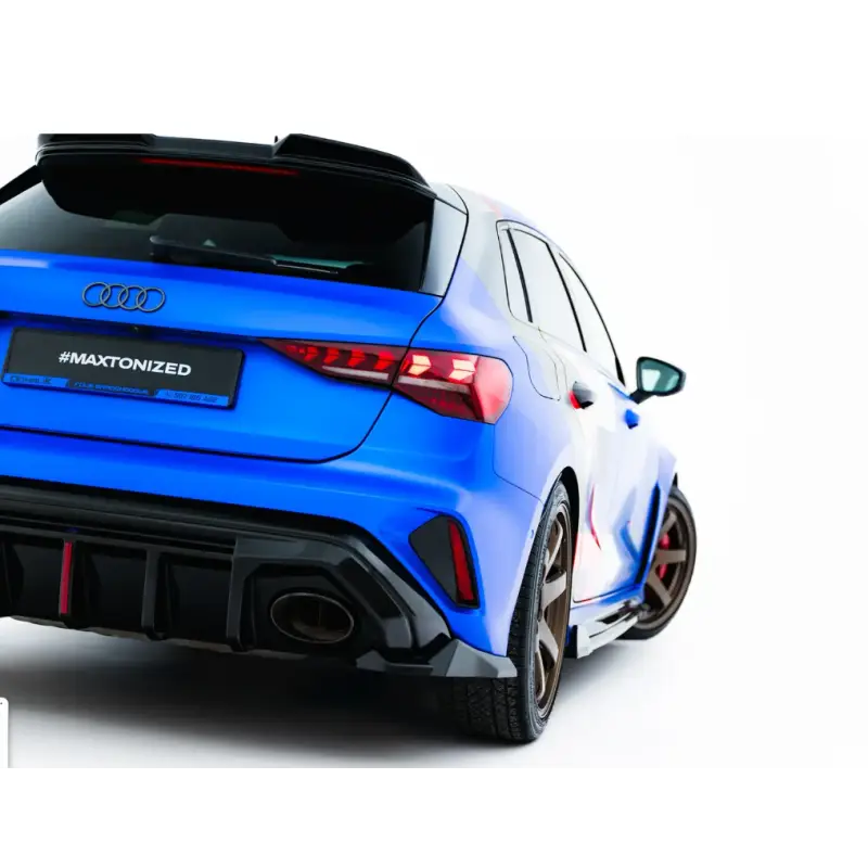 LAMES DE PARE-CHOCS ARRIÈRE LATÉRALES V.3 AUDI RS3 SPORTBACK 8Y FACELIFT - MAXTONDESIGN - FINITION NOIR BRILLANT Nouvel Arrivage