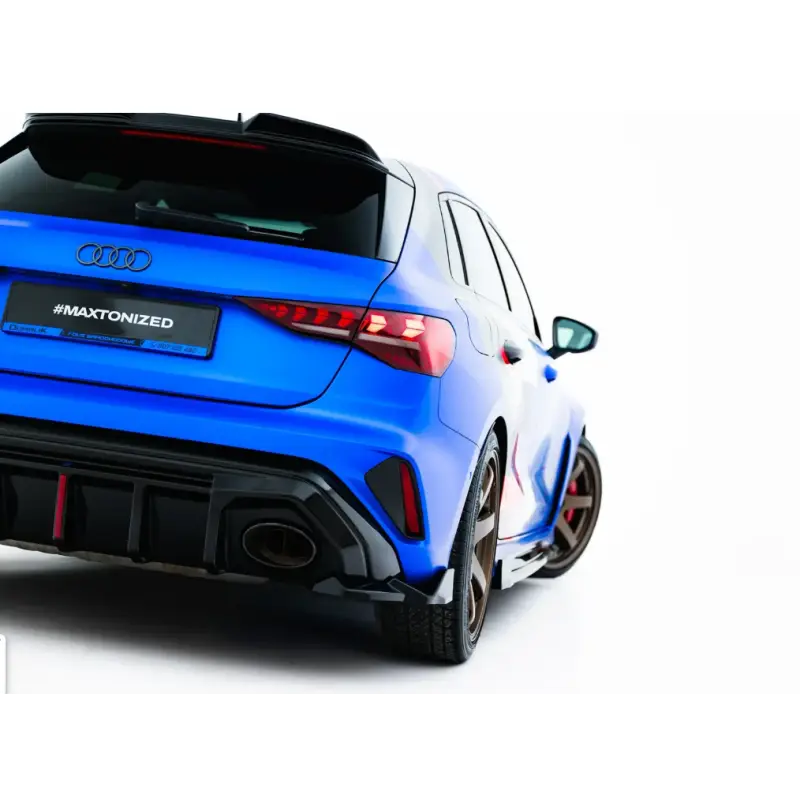 Meilleure Vente LAMES DE PARE-CHOCS ARRIÈRE LATÉRALES V.2 AUDI RS3 SPORTBACK 8Y FACELIFT - MAXTONDESIGN - FINITION NOIR BRILLANT