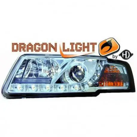 Super Prix SET DE DEUX PHARES AVANT DESIGN À LED À FOND CHROME POUR TOUTES VW PASSAT 3B (96-00) & CLIGNOTANT