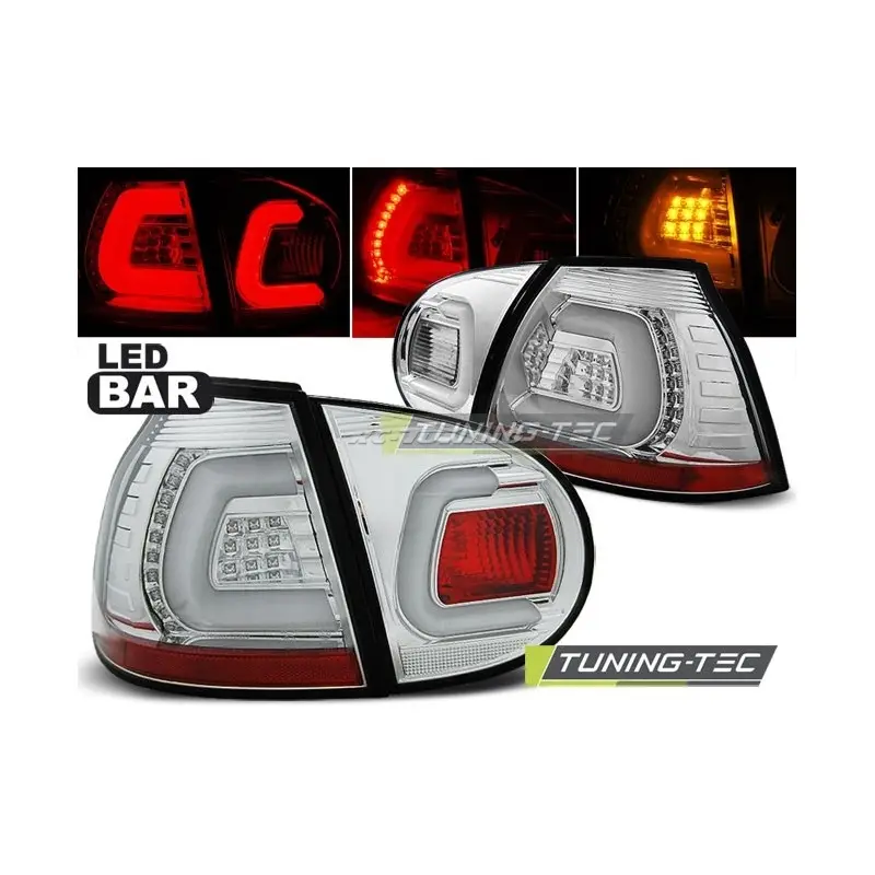 Feux Arrière VW Golf 5 10.03-09 à Leds/Lightbar Chrome Prix Réduit