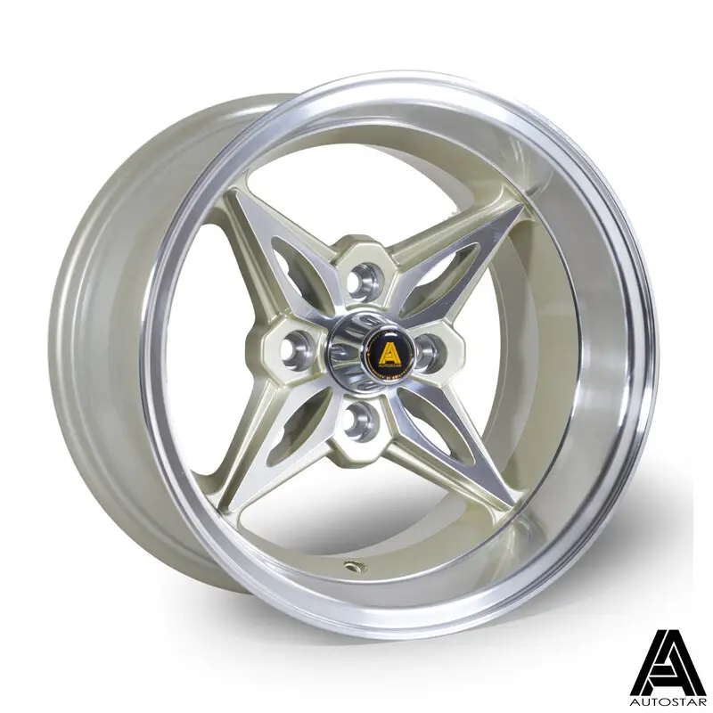 Autostar Kanji 14x8" 4x114.3 ET-5, Dorée, Rebord Poli Nouvel Arrivage