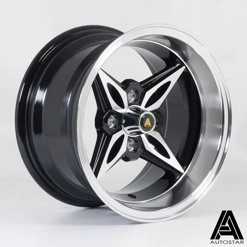 Populaire Autostar Kanji 14x8" 4x114.3 ET-5, Noir, Rebord Poli