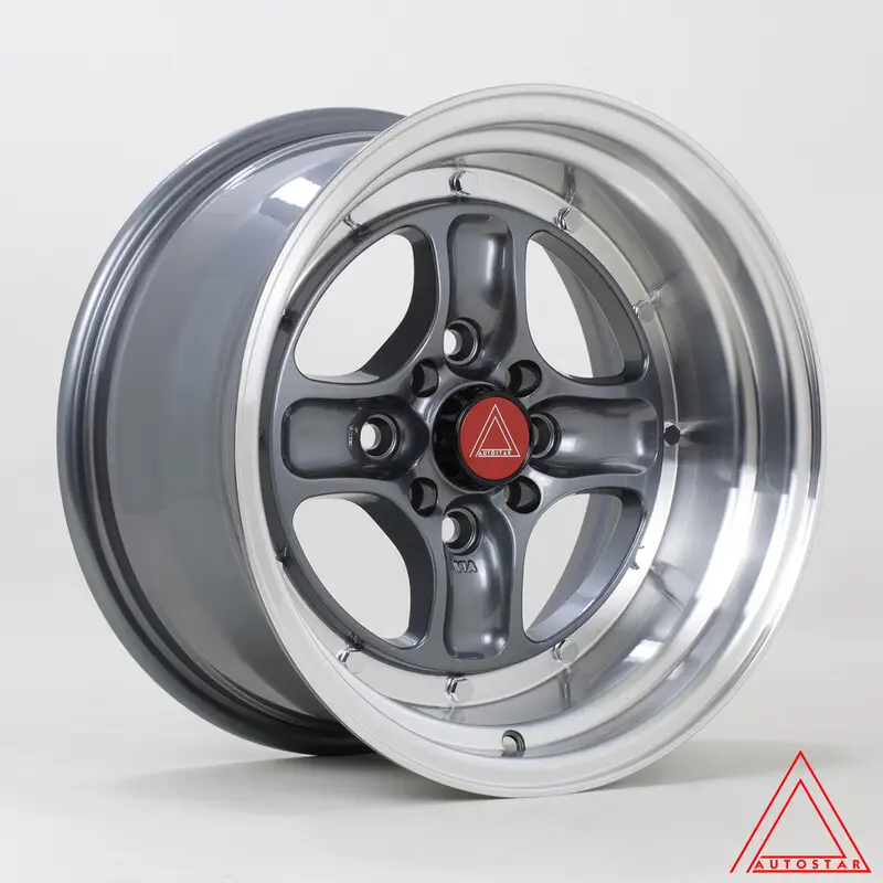 Autostar Classic 15x8" 4x100/114.3 ET0, Gunmetal, Rebord Poli Usine Directe