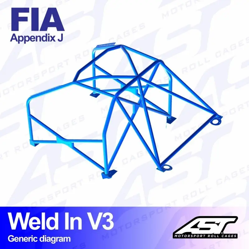 Arceau 8 Points à Souder AST Rollcages V3 pour Citroen C2 - FIA Offre Limitée