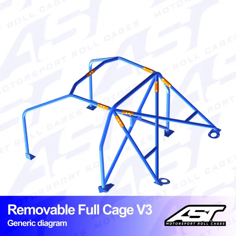 Arceau 6 Points à Boulonner AST Rollcages V3 Démontable pour Peugeot 207 Commander Vite