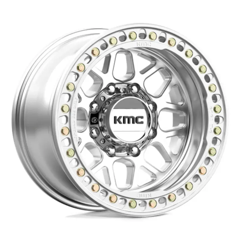 KMC KM235 Grenade Crawl Beadlock 17X9 8x165.1 ET-38, Gris Argenté Poli Promotion