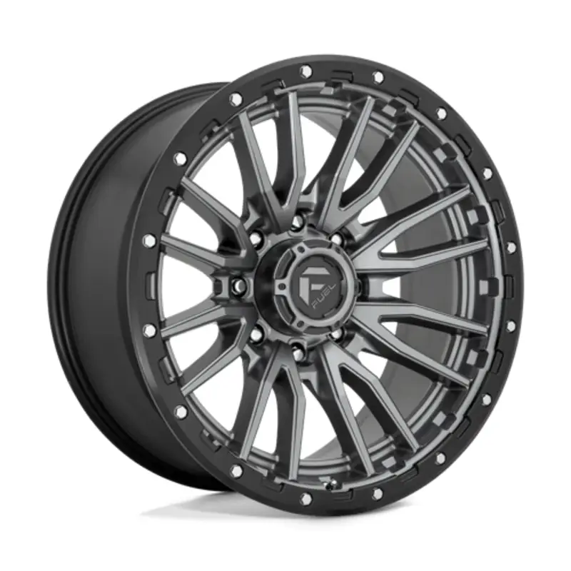 Fuel D680 Rebel 22X10 8x180 ET-18, Gunmetal Mat, Anneau Noir Haute Qualité