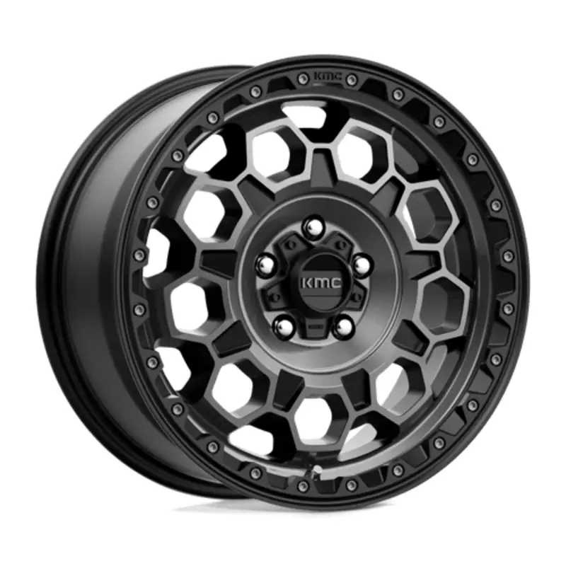 Prix Promo KMC KM545 Trek 17X9 5x127 ET-12, Noir Satiné, Teinte Grise