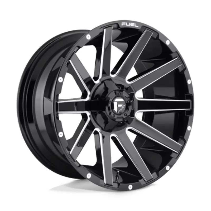 Prix Bas Fuel D615 Contra 20X10 5x139.7/150 ET-18, Noir Brillant, Branches Usinées