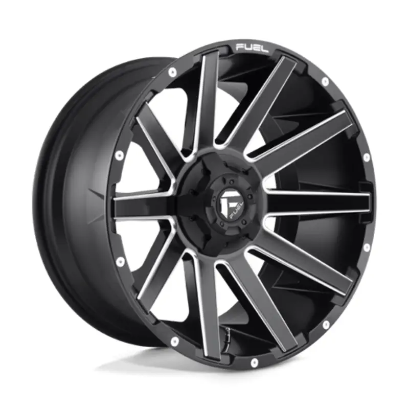 Prix Cassé Fuel D616 Contra 22x10" 8x165.1 ET-18, Noir Mat, Rebord Brillant