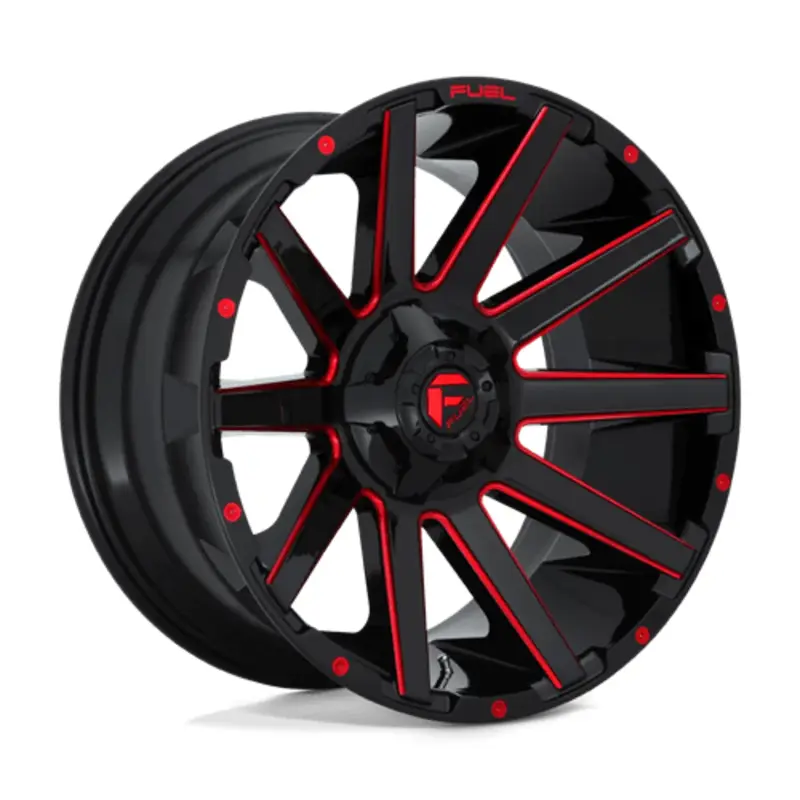 Fuel D643 Contra 20x9" 5x139.7/150 ET20, Noir Brillant & Rouge Petit Prix