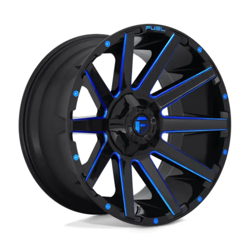 Fuel D644 Contra 18X9 6x135/139.7 ET-12, Noir Brillant, Teinte Bleue Usine Directe