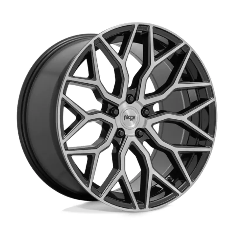 Nouvel Arrivage Niche M262 Mazzanti 20X9 5x112 ET38, Noir Brillant, Face Brossée