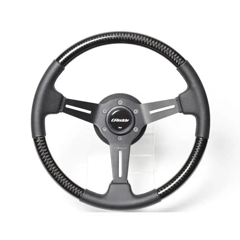Meilleur Choix Volant GReddy "Real Carbon" Tulipé (47 mm), Carbone, Branches Noires - 340 mm