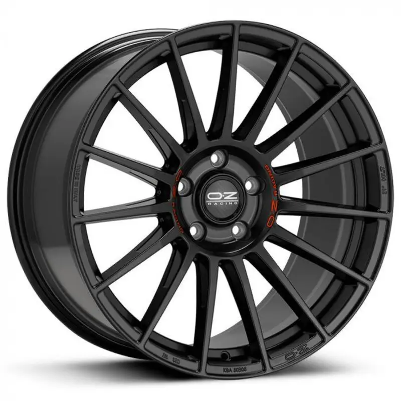Dernier Modèle OZ Superturismo Dakar 20x8.5" 5x112 ET45, Noir Mat, Lettres Rouges