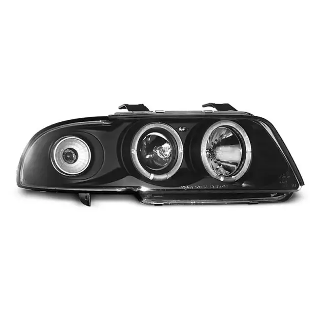 Phares Angel Eyes Noirs Avant pour Audi A4 1994-1998 Pas Cher