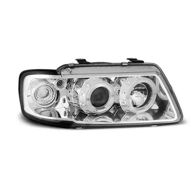Phares Angel Eyes Chrome Avant pour Audi A3 8L 1996-2000 Paiement Sécurisé