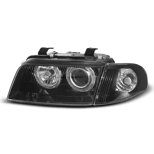 Phares Angel Eyes Noirs Avant pour Audi A4 1994-1998 Super Prix