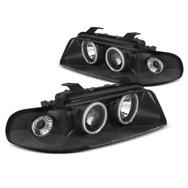 Phares Angel Eyes CCFL Noirs Avant pour Audi A4 1994-1998 Paiement Sécurisé