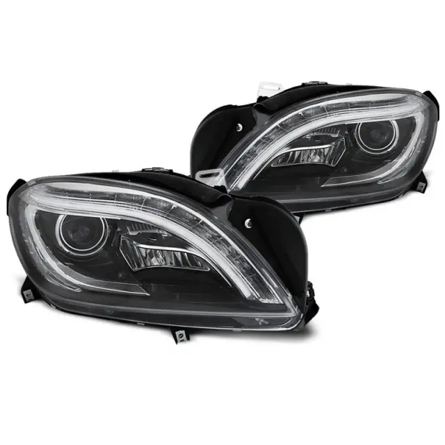 Phares Noirs LED Avant pour Mercedes M-Class W166 2011-2015 Paiement Sécurisé