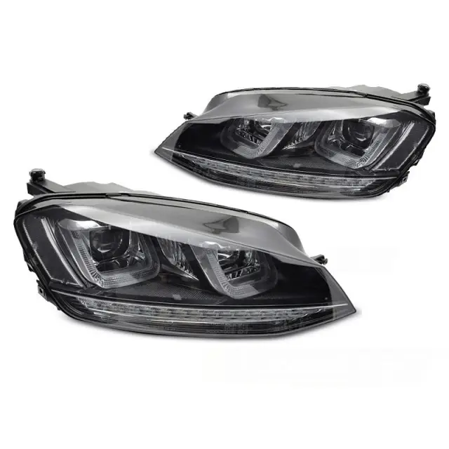 Phares Séquentiels Noirs Avec Ligne Noire Avant pour VW Golf 7 13-17 Certifié