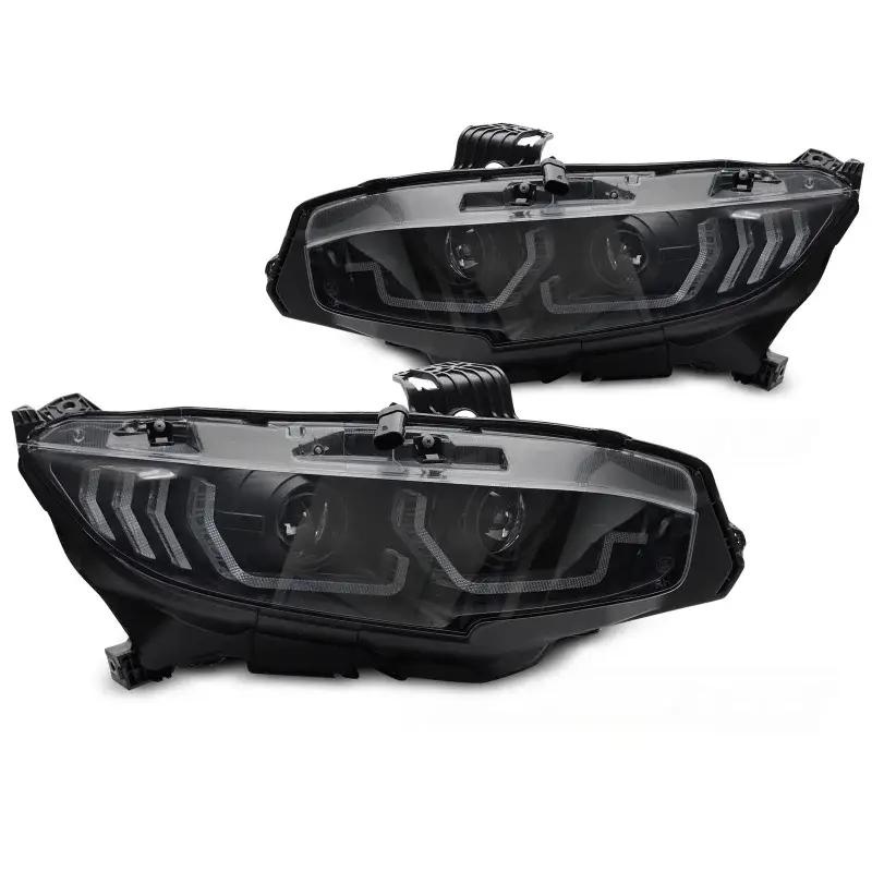 Feux De Phare LED Noirs DRL Séquentiels Pour Honda Civic X 16-21 Prix Promo
