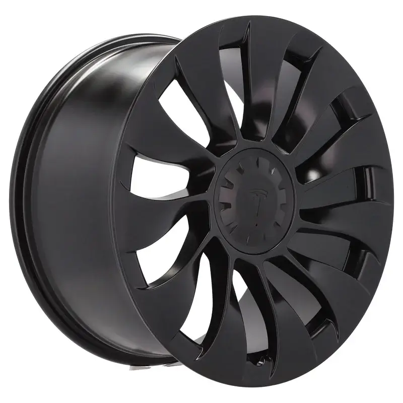 4 jantes 8.5 19 5x114.3 design Tesla Fluotournage Noir Mat Haute Qualité