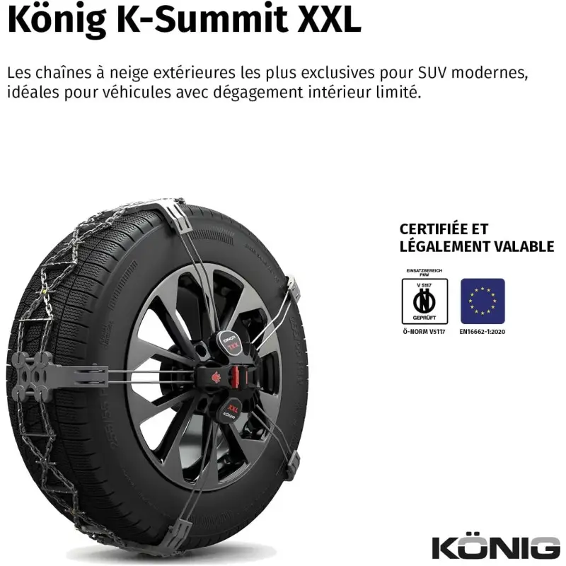 Jeu de Chaines Neige Voiture et SUV KONIG K-Summit XXL K79 Quantité Limitée