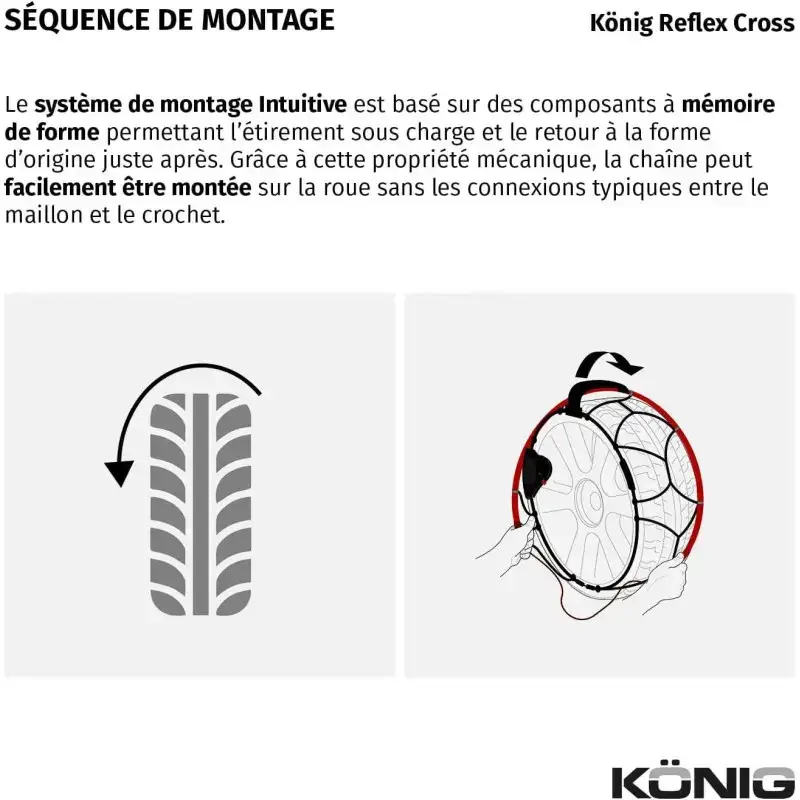 Expédition Rapide Jeu de Chaines Neige Voiture et SUV KONIG Reflex Cross n°213