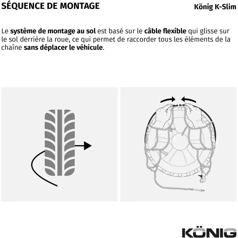 Chaînes à neige KÖNIG K-SLIM n°104 | La meilleure pour véhicules [non-chaînables]. Achat Immédiat