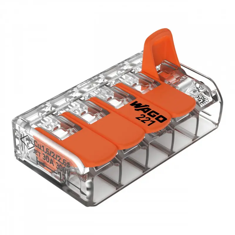Borne WAGO 221 5x6mm² à leviers souple & rigide - Wago | 221-615 Jusqu’à Épuisement Des Stocks
