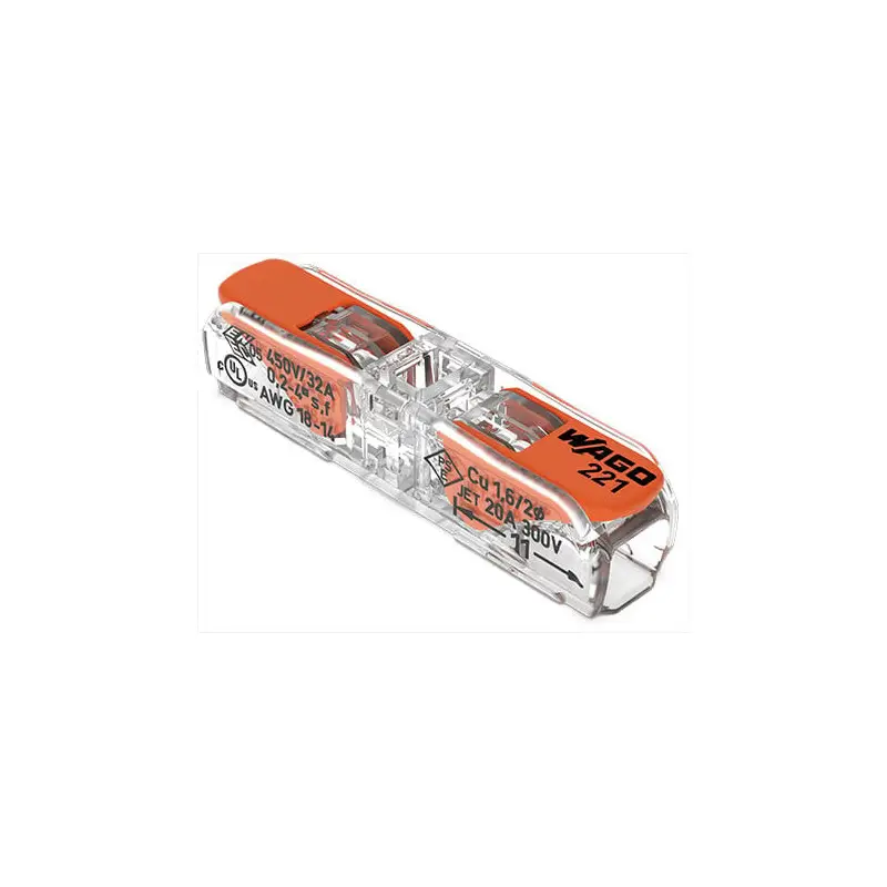 Borne à levier WAGO 221 Inline 2x4mm² à leviers souple & rigide - Wago | 221-2411 Expédié Aujourd’hui