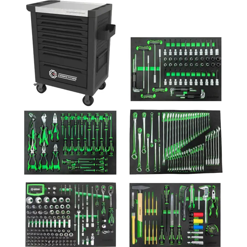 Servante d'atelier COMPETITION avec 8 tiroirs et 341 outils premium - KSTools | 512.5341 Acheter Direct