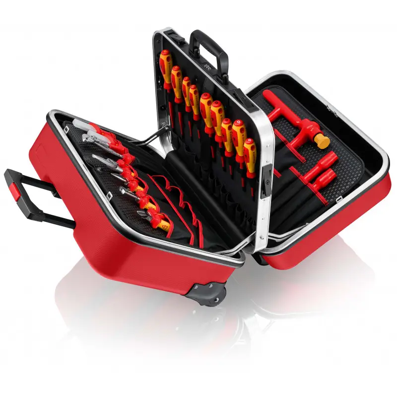 Satisfait Ou Remboursé Valise 42 outils pour électricien isolés 1000V - A double compartiment - rouge - KNIPEX | 98 99 15