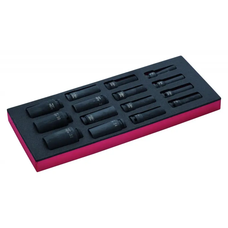 Jeu de douilles à choc longues 1/2", module mousse 1/3 Fit&Go - 15 pièces - Bahco | FF1E2213 Produit De Marque
