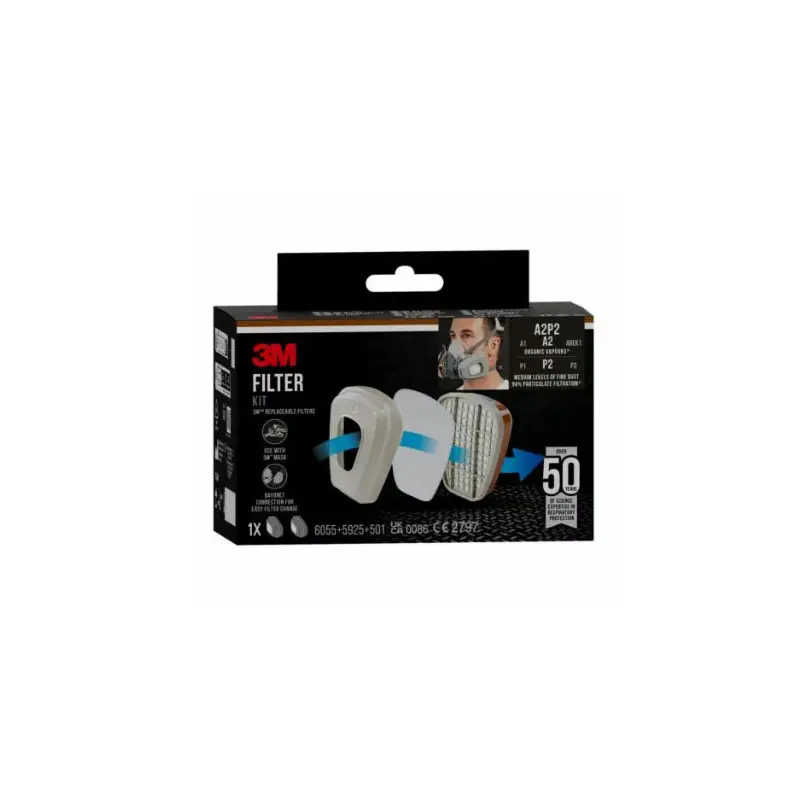 Bon Marché Kit de filtres 3M™ 6002-1, A2P2, vapeurs organiques (2x6055, 2x5925, 2x501) 3M FRANCE | 7100330417
