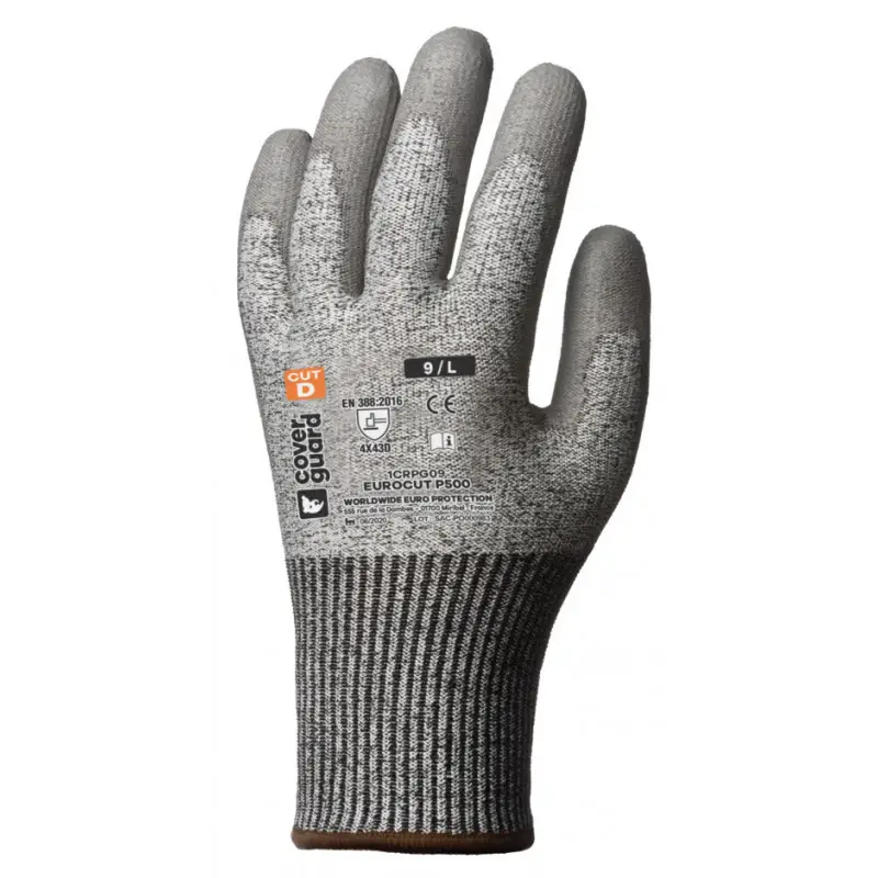 Gants EUROCUT P500 cut D. HPPE J13 paume enduite PU gris - COVERGUARD | 1CRPG Marque