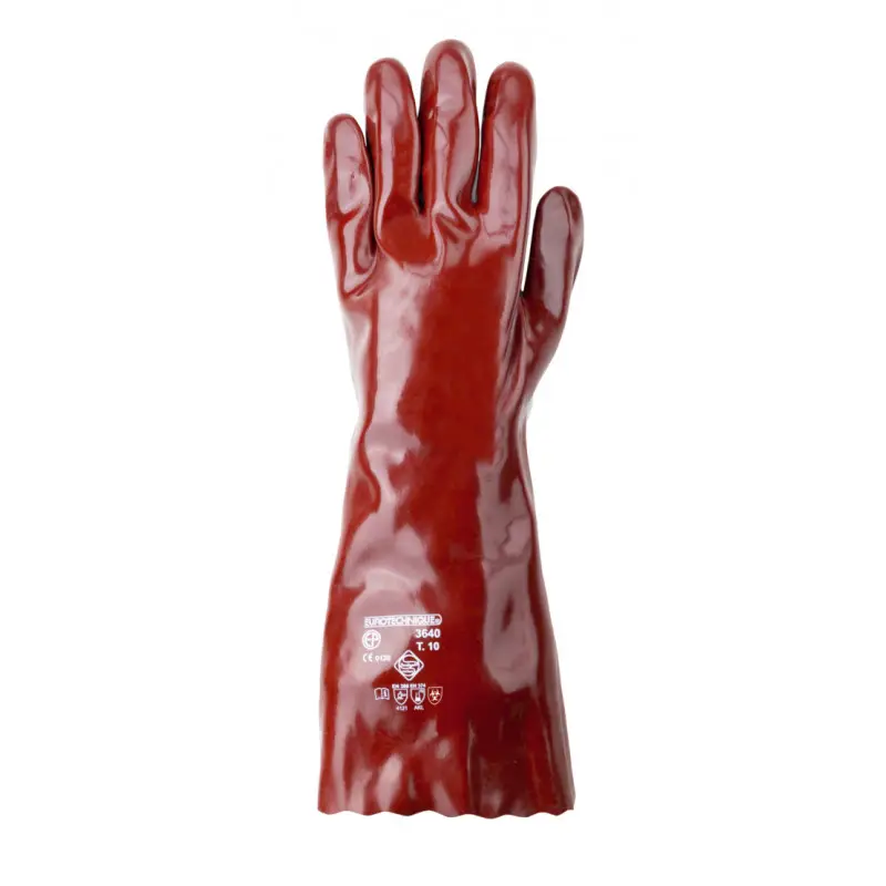 Dernier Modèle Gants EUROCHEM 3640, coton, enduit PVC rouge, Longueur 40cm - COVERGUARD | MO3640