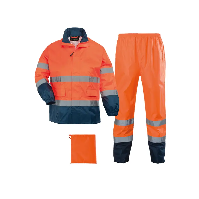 Prix Cassé Ensemble de pluie HI WAY Breathane Hi-Viz - orange / marine - Coverguard | 7HWRO