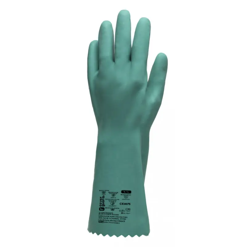 Gants EUROCHEM NI550, nitrile sur polycoton, 0.85mm, 35cm - COVERGUARD | 1CHNI50 Paiement Sécurisé
