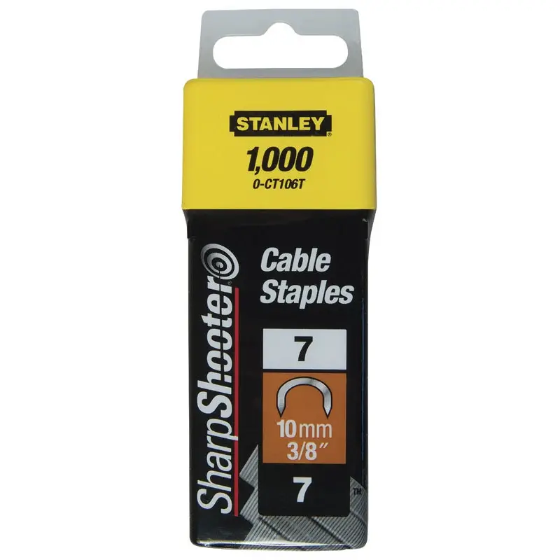 AGRAFES CAVALIERS 10MM TYPE 7 - BOITE DE 1000 PIÈCES STANLEY 1-CT106T Dernier Modèle