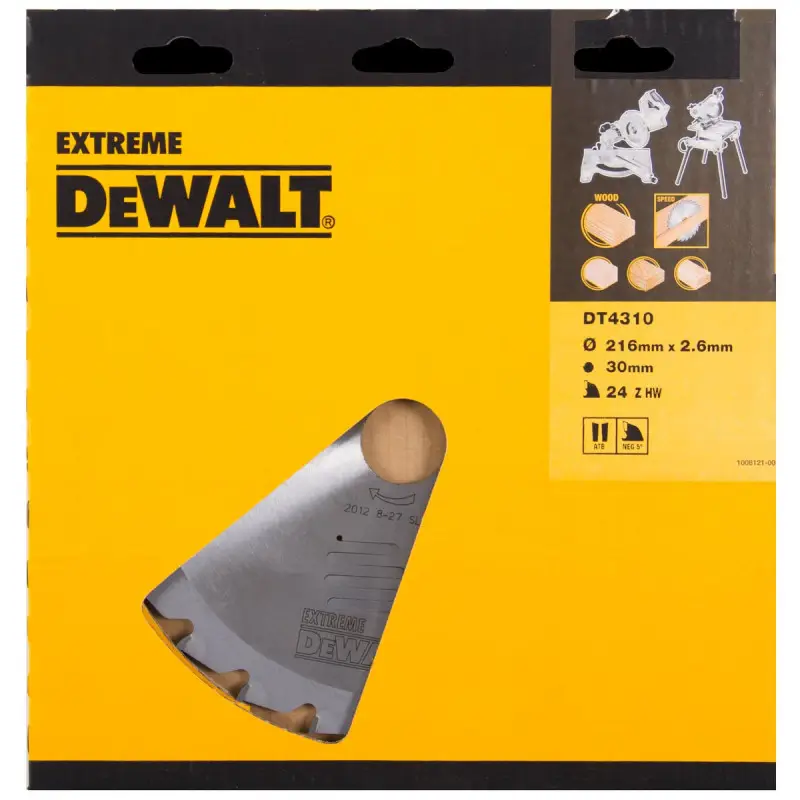 Lame pour scies circulaires stationnaires Extreme - diamètre 216 x 30 mm - 24 dents - Dewalt | DT4310 Réduction