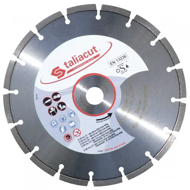Achat Immédiat DISQUE LASER DIAMANT 230MM 16 SEGMENTS HAUTEUR 7MM TALIAPLAST | 401240