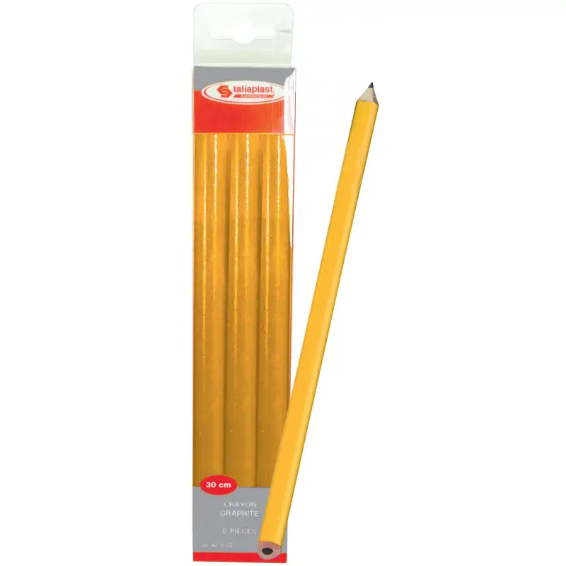 CRAYON GRAPHITE JAUNE 30CM TALIAPLAST | 401005 Usine Directe