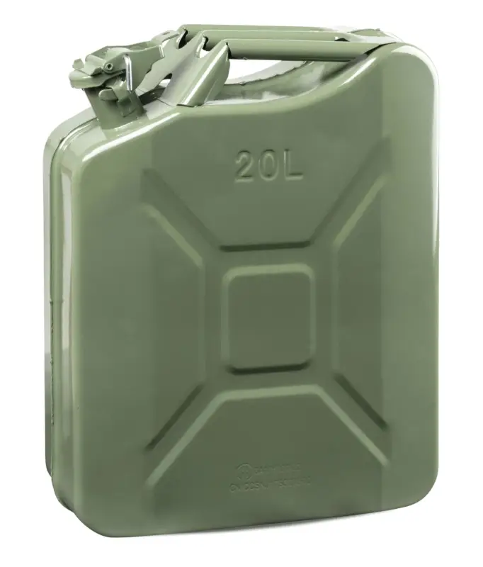 Meilleure Vente Bidon d'essence en métal 20 litres, Bidon de carburant, Bidon de diesel certifié UN avec fermeture de sécurité 3A1 vert olive, 46x37x16 cm